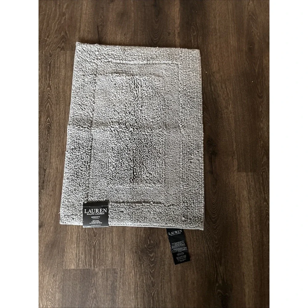LAUREN Ralph Lauren Wescott Gray Bath Rug 17x24 | Skid Resistant Backing NEW TAG